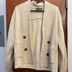 Everlane Chunky Oversized Wool Cardigan in Light Beige - Size Small